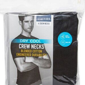 Stafford 4-Pack Men's Blended Cotton Dry+Cool Crew-Neck T-Shirt Black
